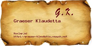 Graeser Klaudetta névjegykártya